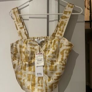 Rose & Olive Cream and Gold Patterned Crop Top